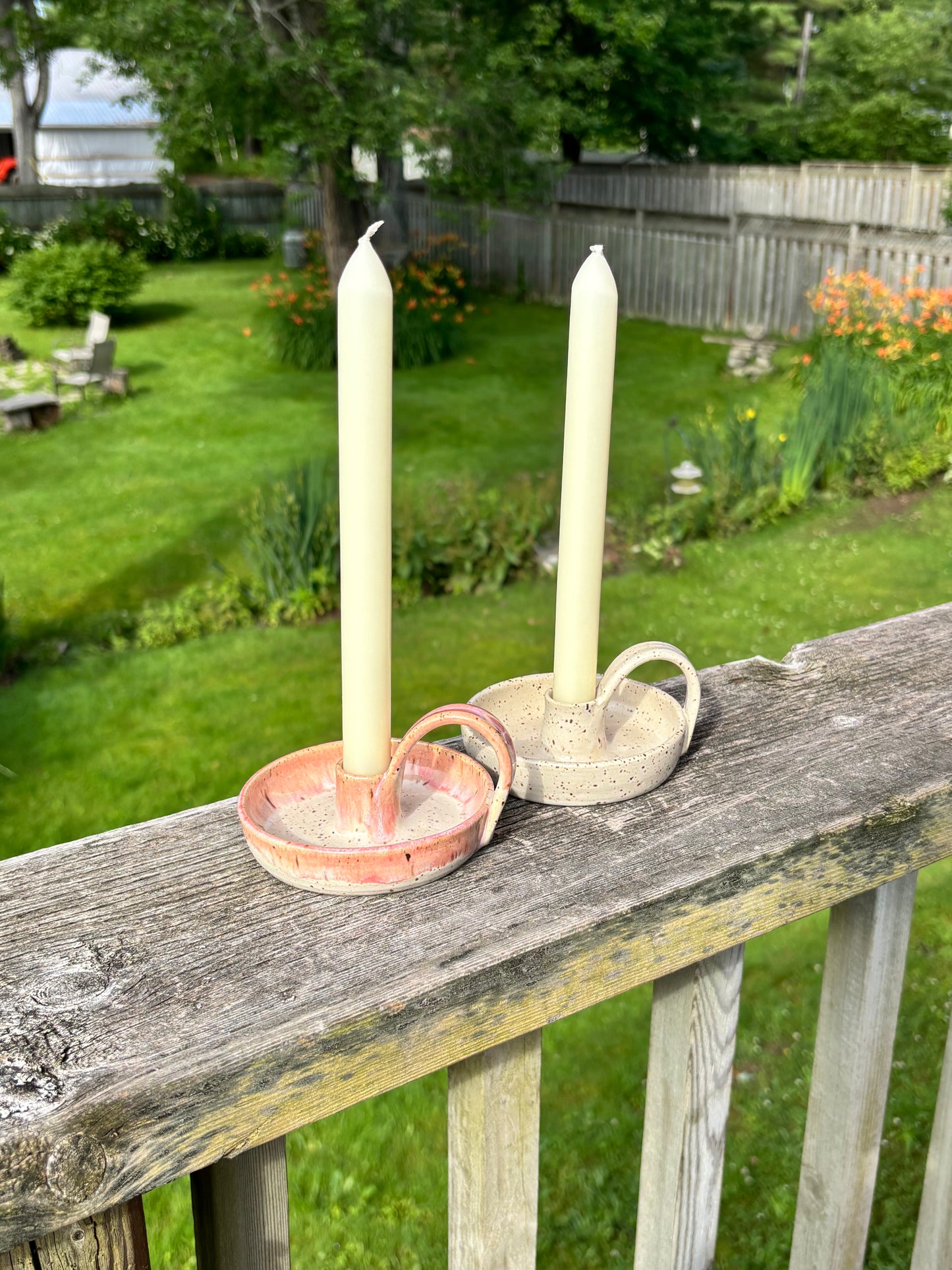 Blush Pink Candlestick Holders