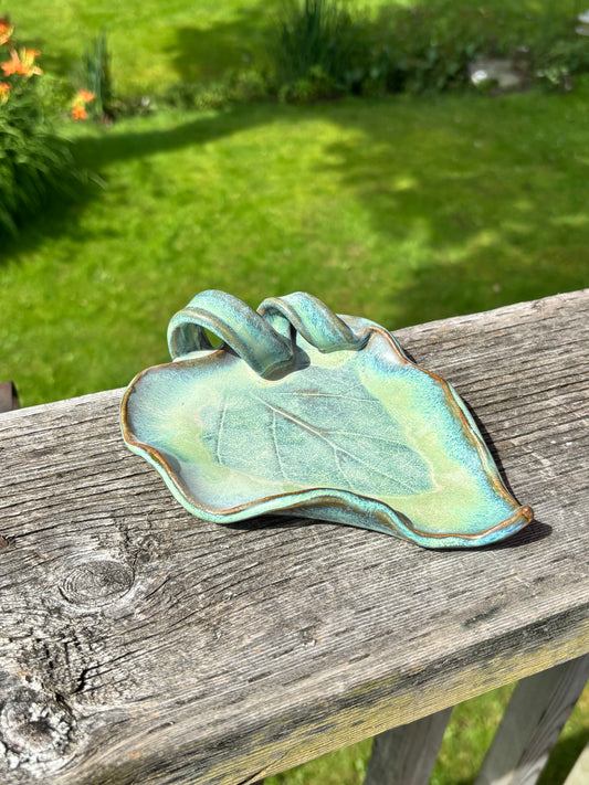 Soft Green Hydrangea Leaf Small Plate
